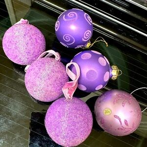 Elegant Purple Holiday Ornaments Set 6